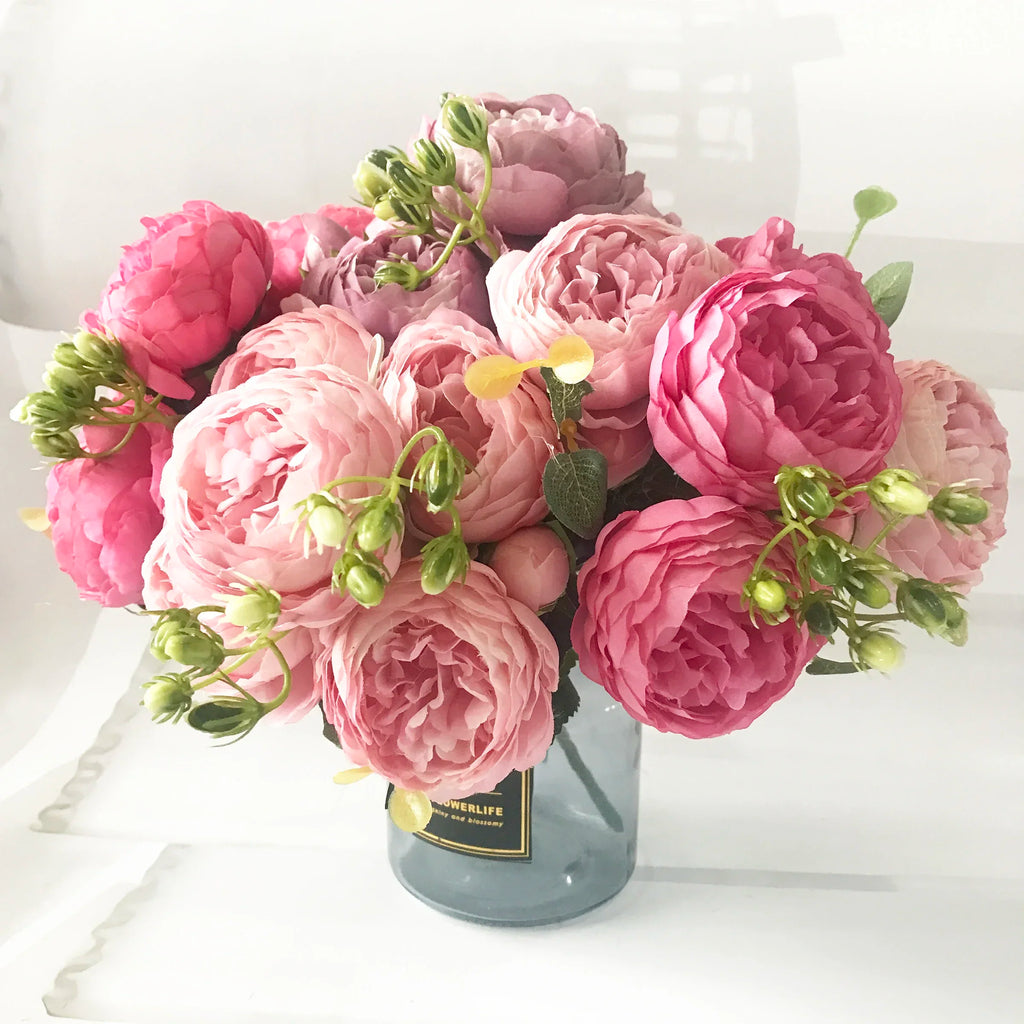 Rose Pink Silk Peony Bouquet